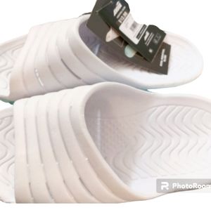New Women's Avia Hightail Coll. White Slides with Aqua Soles. Sz. 10 FOM Footbed